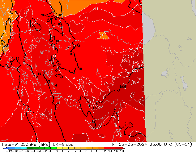 Theta-W 850hPa UK-Global Fr 03.05.2024 03 UTC