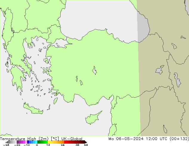 Max.temperatuur (2m) UK-Global ma 06.05.2024 12 UTC