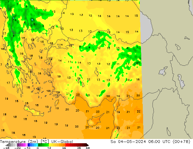 Temperature (2m) UK-Global Sa 04.05.2024 06 UTC