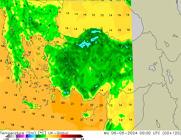 Temperatura (2m) UK-Global lun 06.05.2024 00 UTC