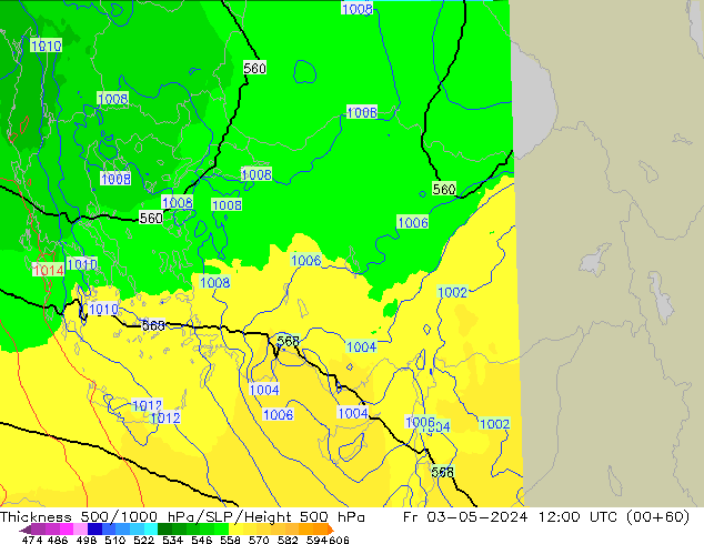 Thck 500-1000hPa UK-Global Fr 03.05.2024 12 UTC