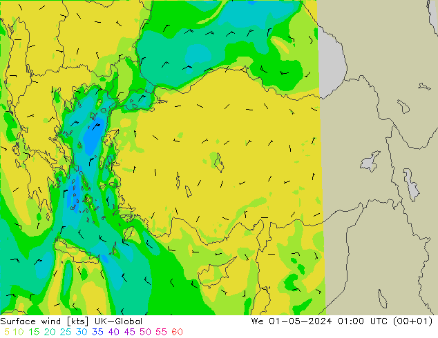 Surface wind UK-Global We 01.05.2024 01 UTC