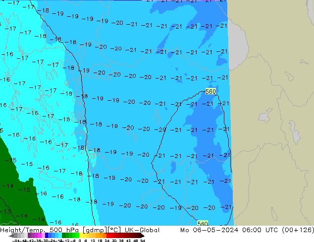 Yükseklik/Sıc. 500 hPa UK-Global Pzt 06.05.2024 06 UTC