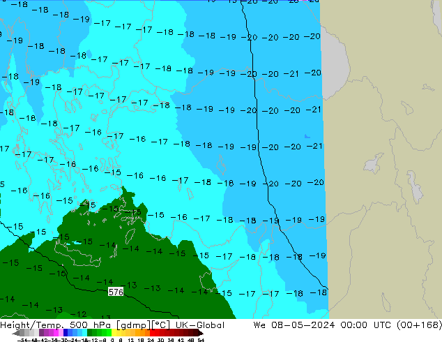 Height/Temp. 500 hPa UK-Global We 08.05.2024 00 UTC