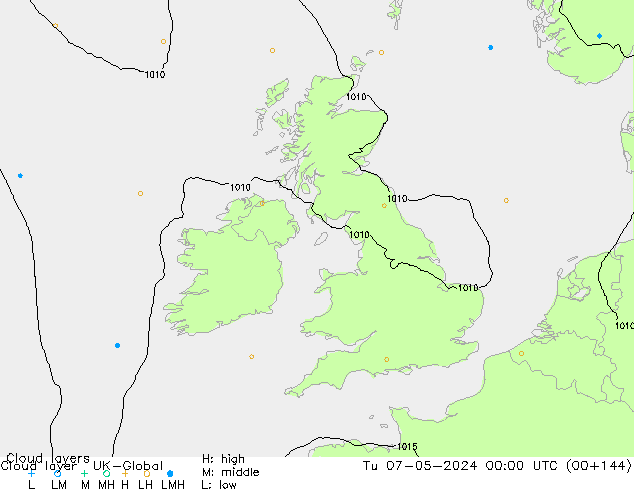 Cloud layer UK-Global Tu 07.05.2024 00 UTC