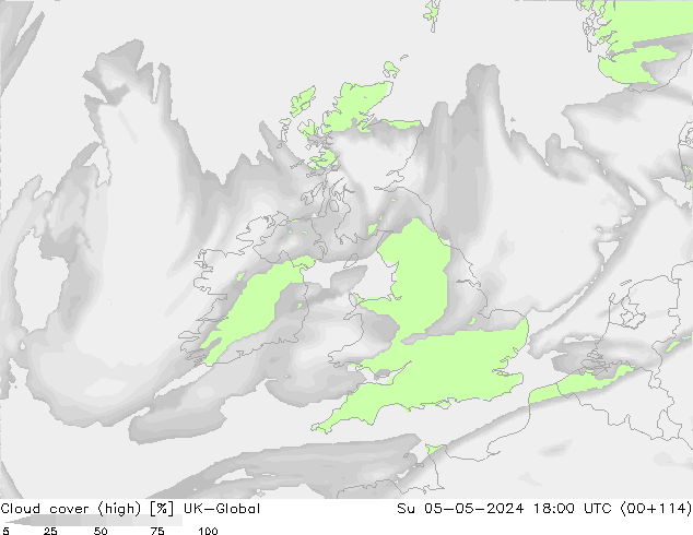 Bewolking (Hoog) UK-Global zo 05.05.2024 18 UTC