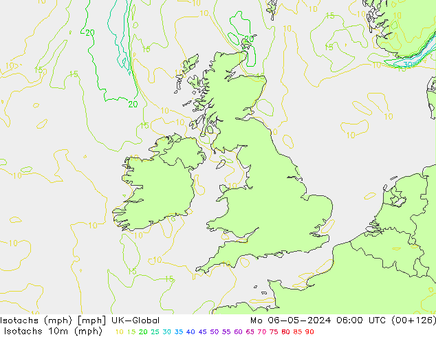 Eşrüzgar Hızları mph UK-Global Pzt 06.05.2024 06 UTC