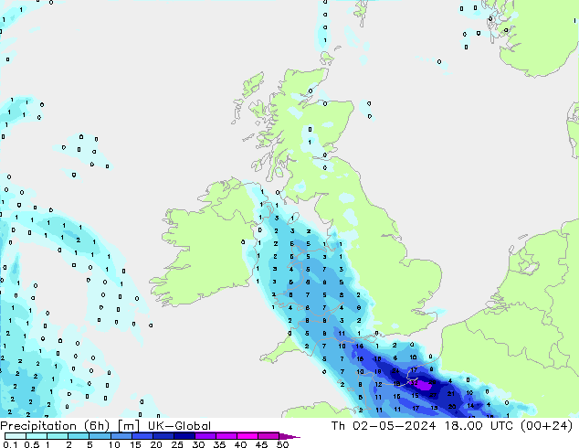 Precipitação (6h) UK-Global Qui 02.05.2024 00 UTC