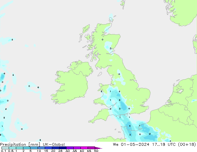 Precipitación UK-Global mié 01.05.2024 18 UTC