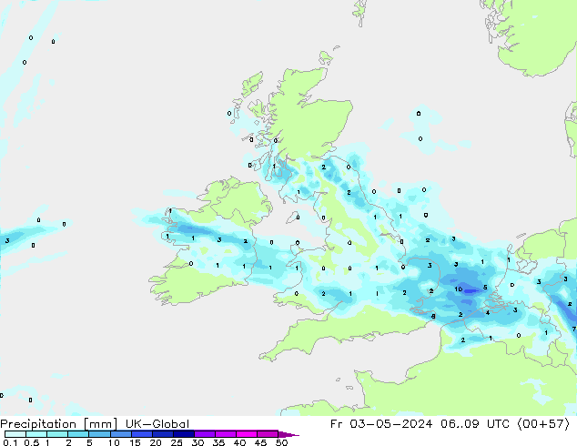 Precipitation UK-Global Fr 03.05.2024 09 UTC