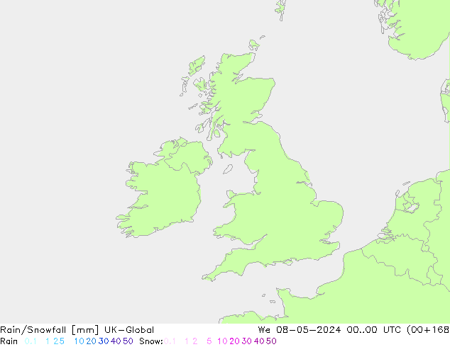 Regen/Sneeuwval UK-Global wo 08.05.2024 00 UTC