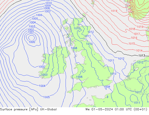Atmosférický tlak UK-Global St 01.05.2024 01 UTC