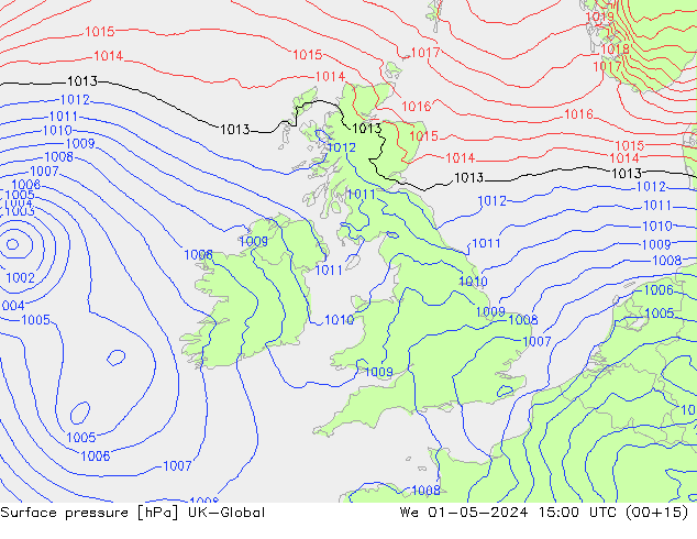 pression de l'air UK-Global mer 01.05.2024 15 UTC