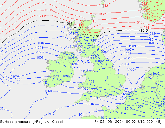 Surface pressure UK-Global Fr 03.05.2024 00 UTC