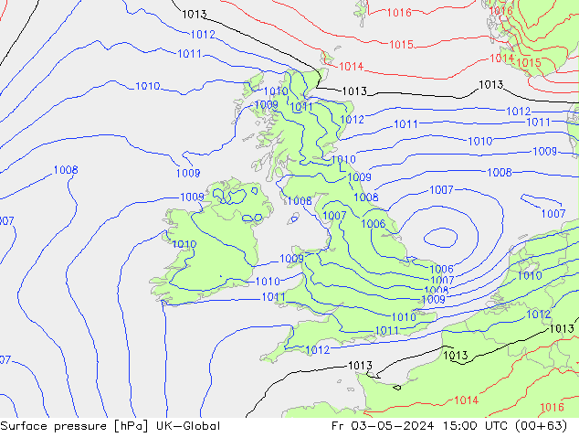 Atmosférický tlak UK-Global Pá 03.05.2024 15 UTC