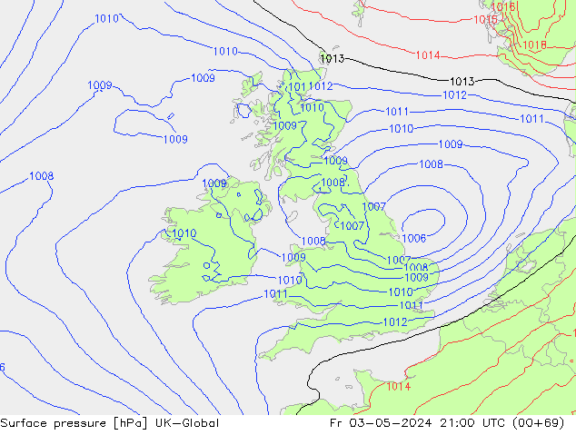 Surface pressure UK-Global Fr 03.05.2024 21 UTC