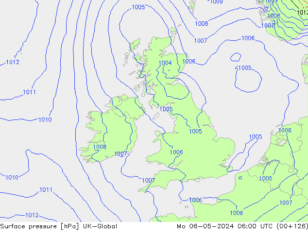 Surface pressure UK-Global Mo 06.05.2024 06 UTC