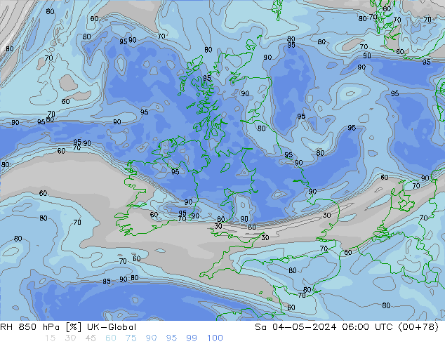 RH 850 hPa UK-Global Sa 04.05.2024 06 UTC