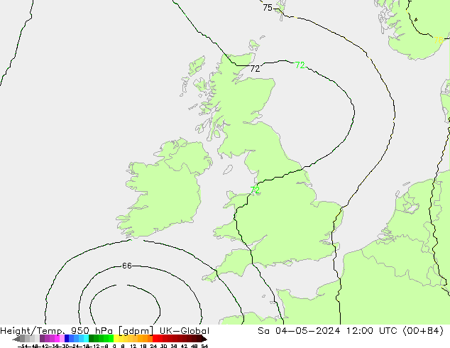 Hoogte/Temp. 950 hPa UK-Global za 04.05.2024 12 UTC