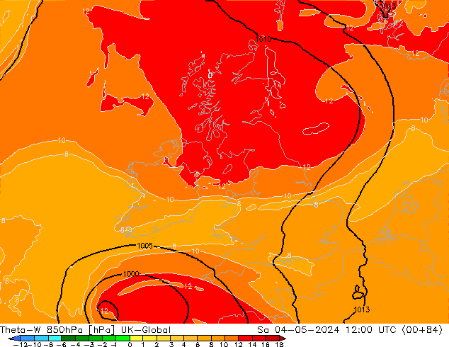Theta-W 850hPa UK-Global Sa 04.05.2024 12 UTC
