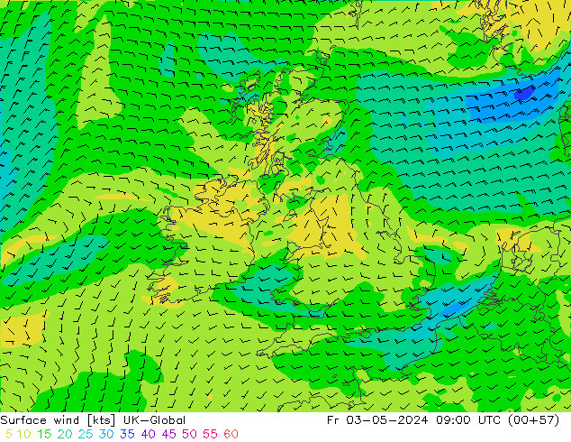 Surface wind UK-Global Fr 03.05.2024 09 UTC