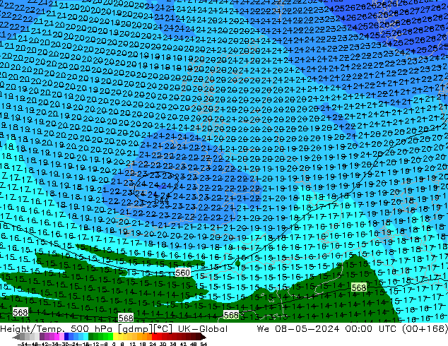 Geop./Temp. 500 hPa UK-Global mié 08.05.2024 00 UTC