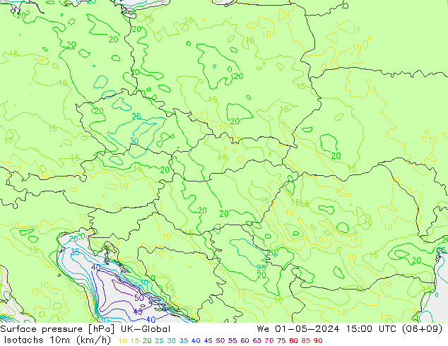 Isotachen (km/h) UK-Global wo 01.05.2024 15 UTC