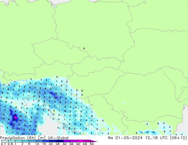 Precipitação (6h) UK-Global Qua 01.05.2024 18 UTC