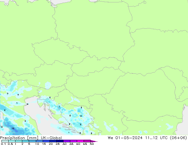 Précipitation UK-Global mer 01.05.2024 12 UTC