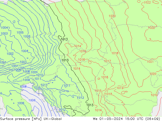 Presión superficial UK-Global mié 01.05.2024 15 UTC