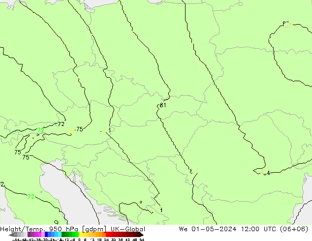 Height/Temp. 950 hPa UK-Global St 01.05.2024 12 UTC