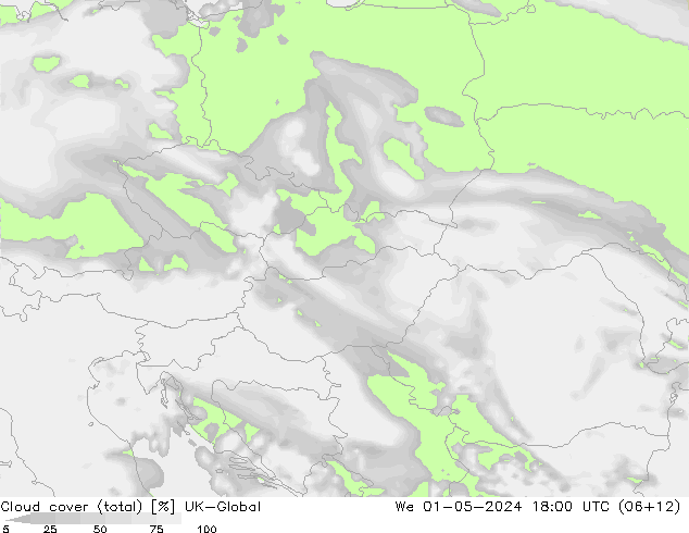 Bewolking (Totaal) UK-Global wo 01.05.2024 18 UTC