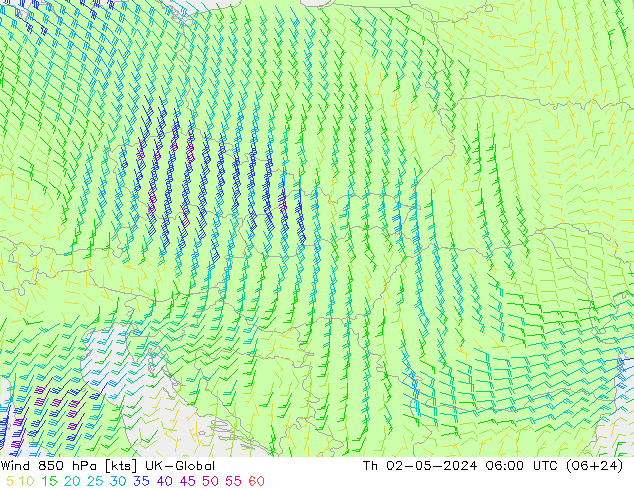 ветер 850 гПа UK-Global чт 02.05.2024 06 UTC