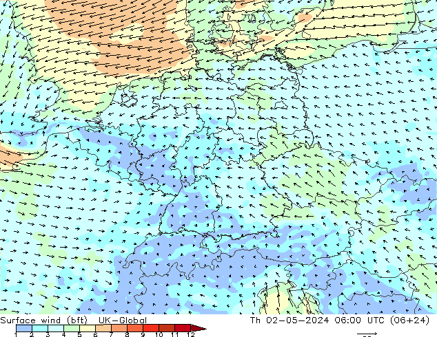  10 m (bft) UK-Global  02.05.2024 06 UTC