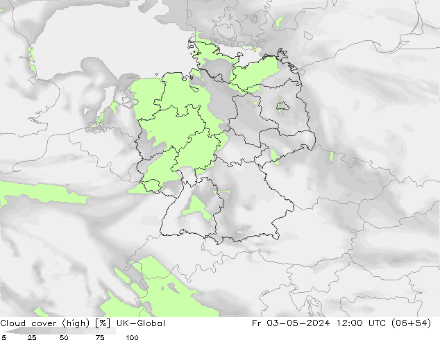 Nuages (élevé) UK-Global ven 03.05.2024 12 UTC