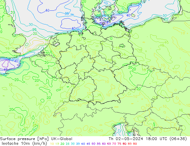 Eşrüzgar Hızları (km/sa) UK-Global Per 02.05.2024 18 UTC