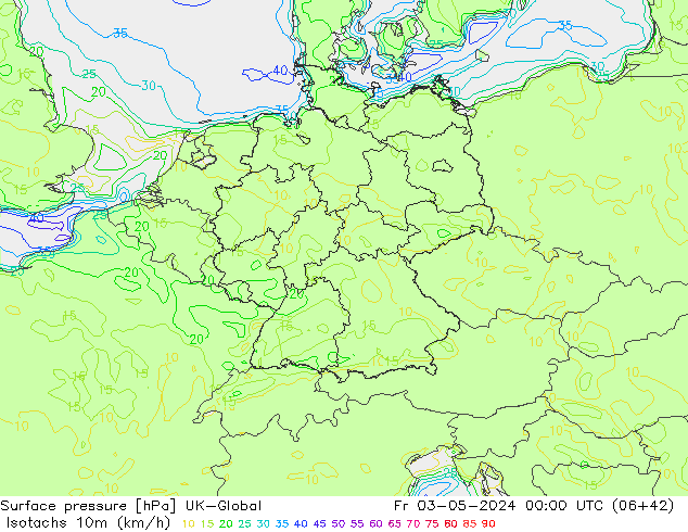 Isotachs (kph) UK-Global Fr 03.05.2024 00 UTC