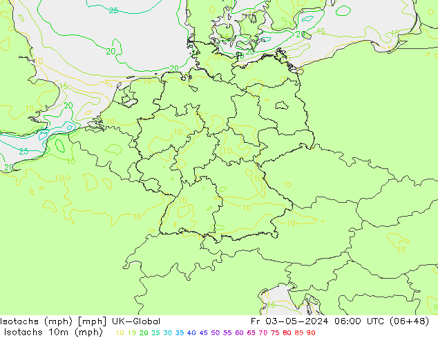 Isotachs (mph) UK-Global пт 03.05.2024 06 UTC