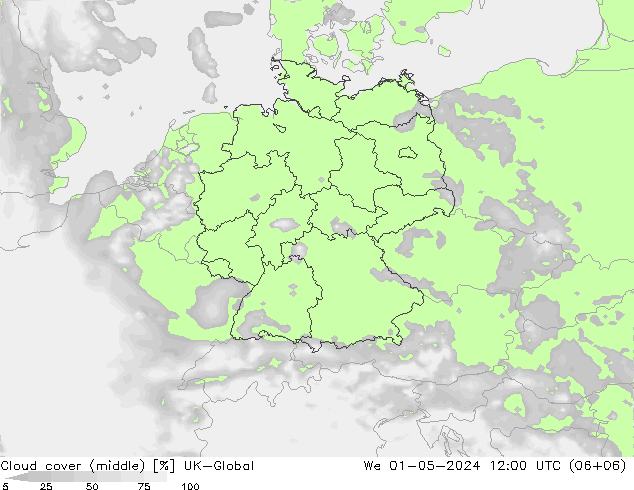 Bewolking (Middelb.) UK-Global wo 01.05.2024 12 UTC