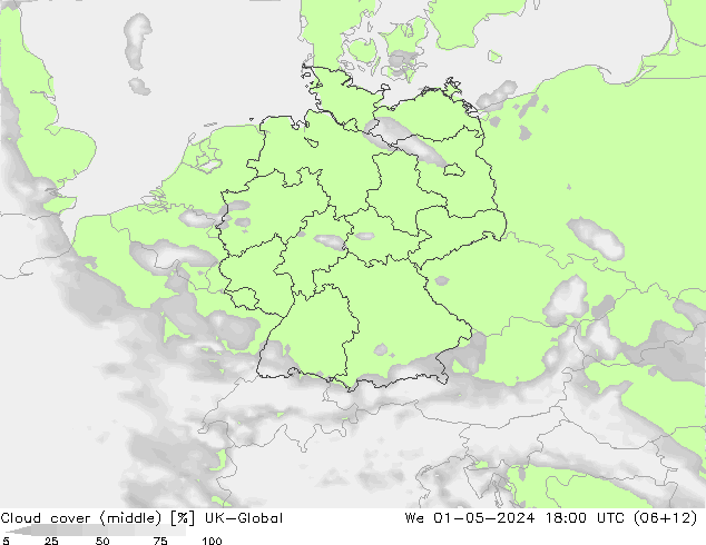 oblačnosti uprostřed UK-Global St 01.05.2024 18 UTC