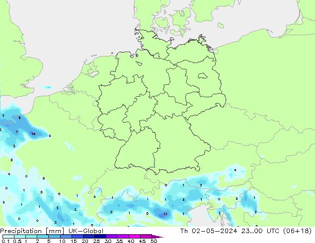 Precipitation UK-Global Th 02.05.2024 00 UTC