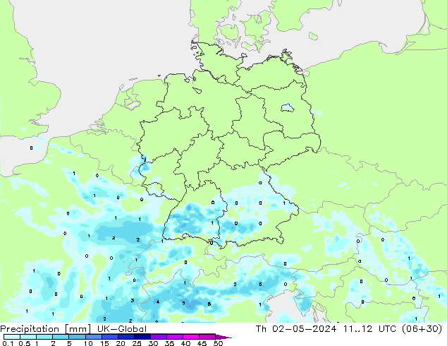 Precipitation UK-Global Th 02.05.2024 12 UTC