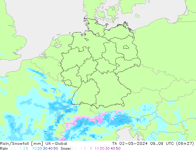 Regen/Schneefall UK-Global Do 02.05.2024 09 UTC