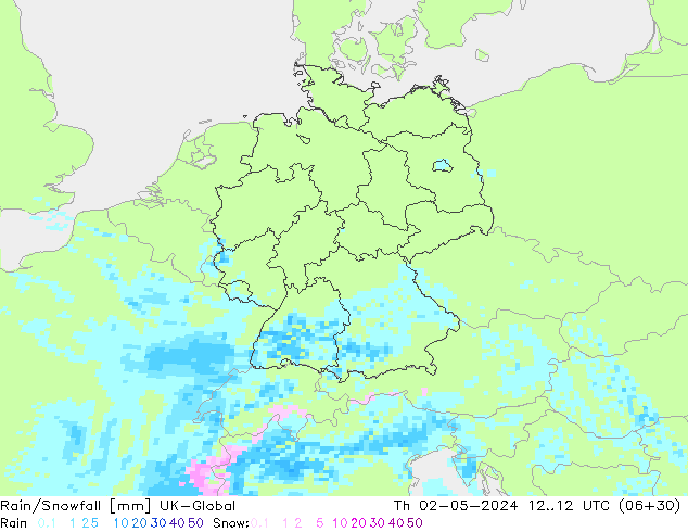 Rain/Snowfall UK-Global Per 02.05.2024 12 UTC