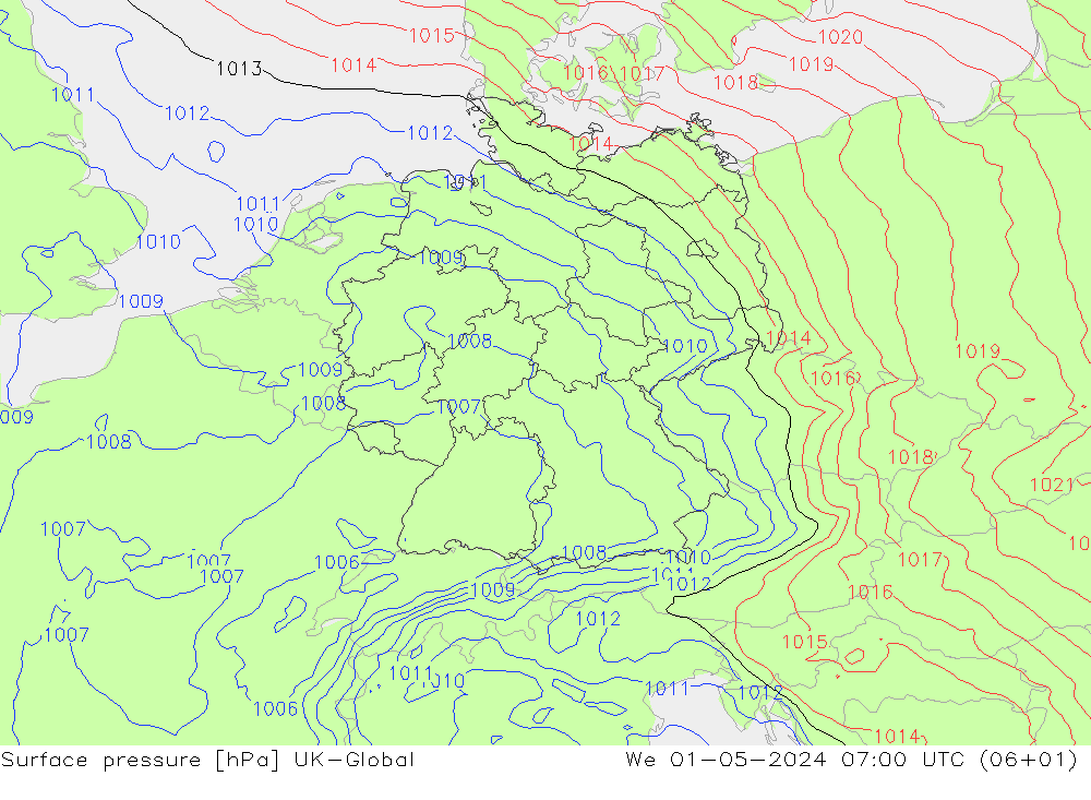 pressão do solo UK-Global Qua 01.05.2024 07 UTC