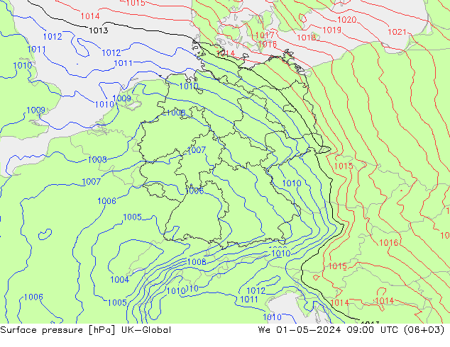 Surface pressure UK-Global We 01.05.2024 09 UTC