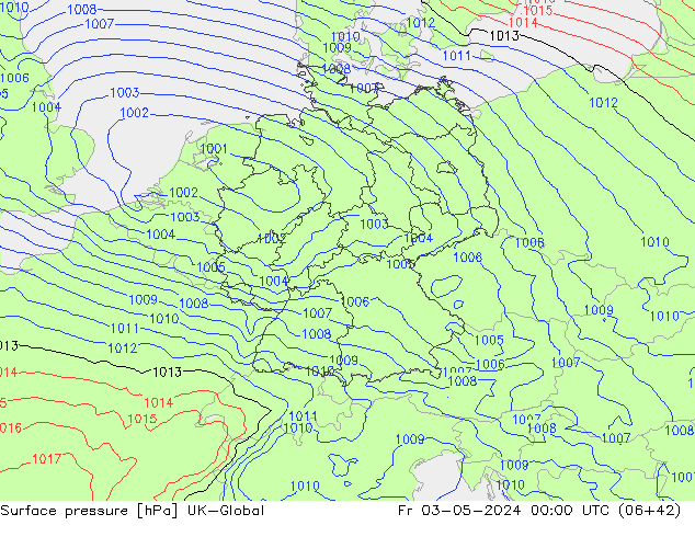 Atmosférický tlak UK-Global Pá 03.05.2024 00 UTC