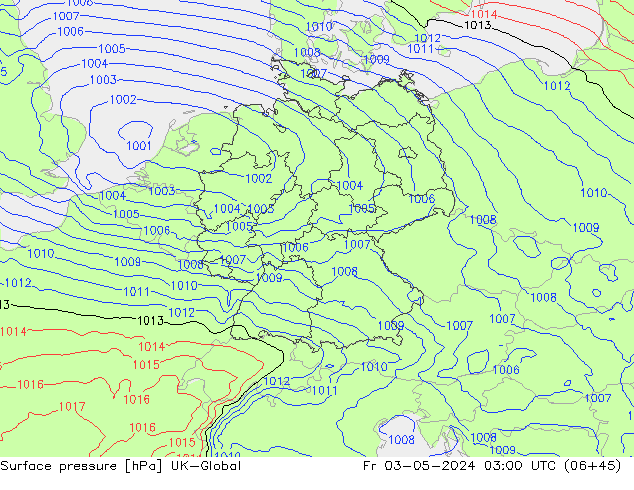 Surface pressure UK-Global Fr 03.05.2024 03 UTC