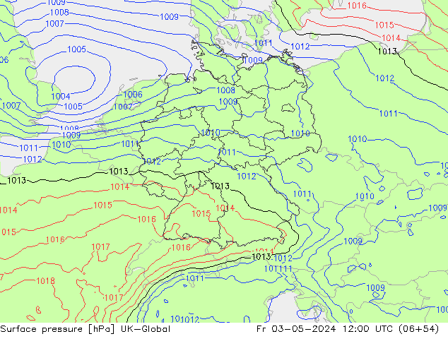 Atmosférický tlak UK-Global Pá 03.05.2024 12 UTC