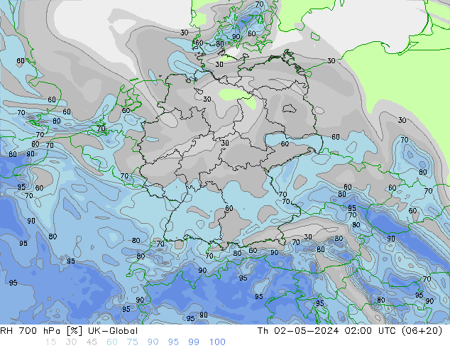 RH 700 hPa UK-Global Th 02.05.2024 02 UTC